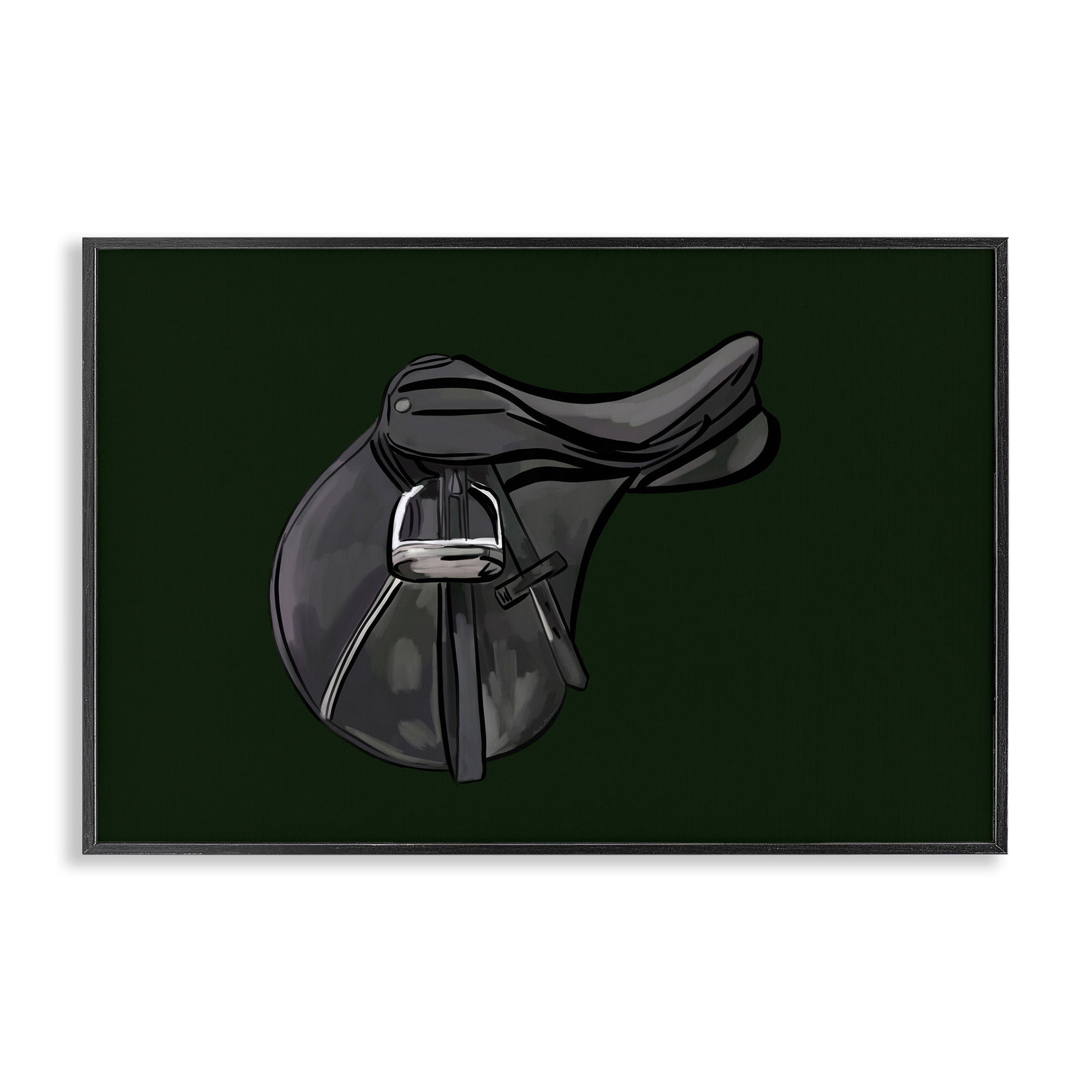 Stupell Industries Black Horse Saddle Abstract Painting Black Framed Art Print Wall Art, 24 x 16