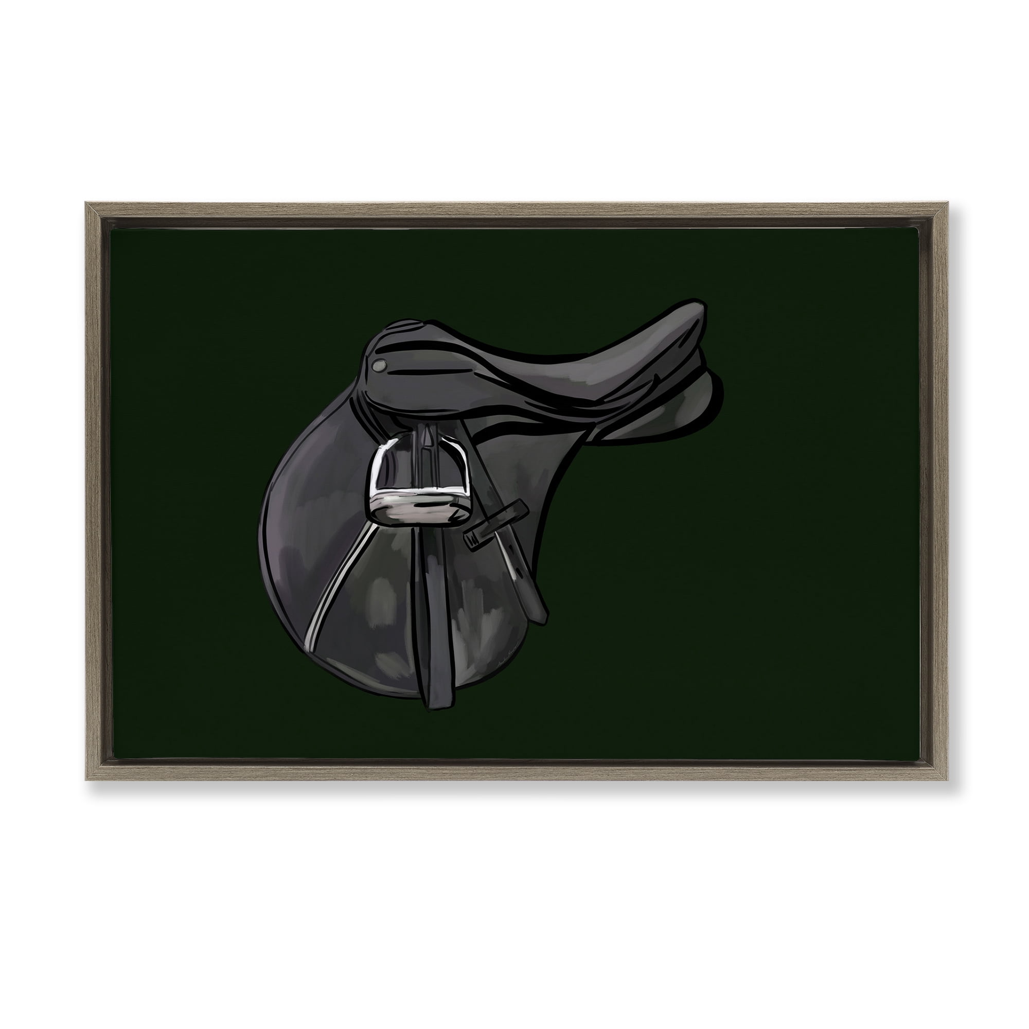 Stupell Industries Black Horse Saddle Abstract Painting Brown Floater Framed Canvas Art Print Wall Art, 31 x 21