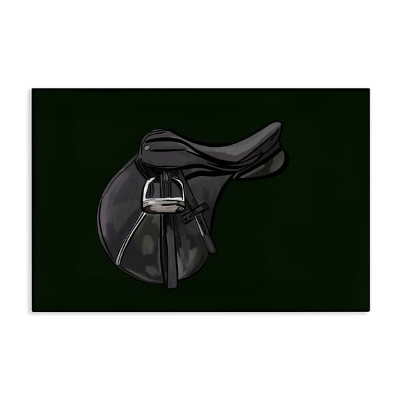 Stupell Industries Black Horse Saddle Abstract Painting Gallery Wrapped Canvas Art Print Wall Art, 45 x 30