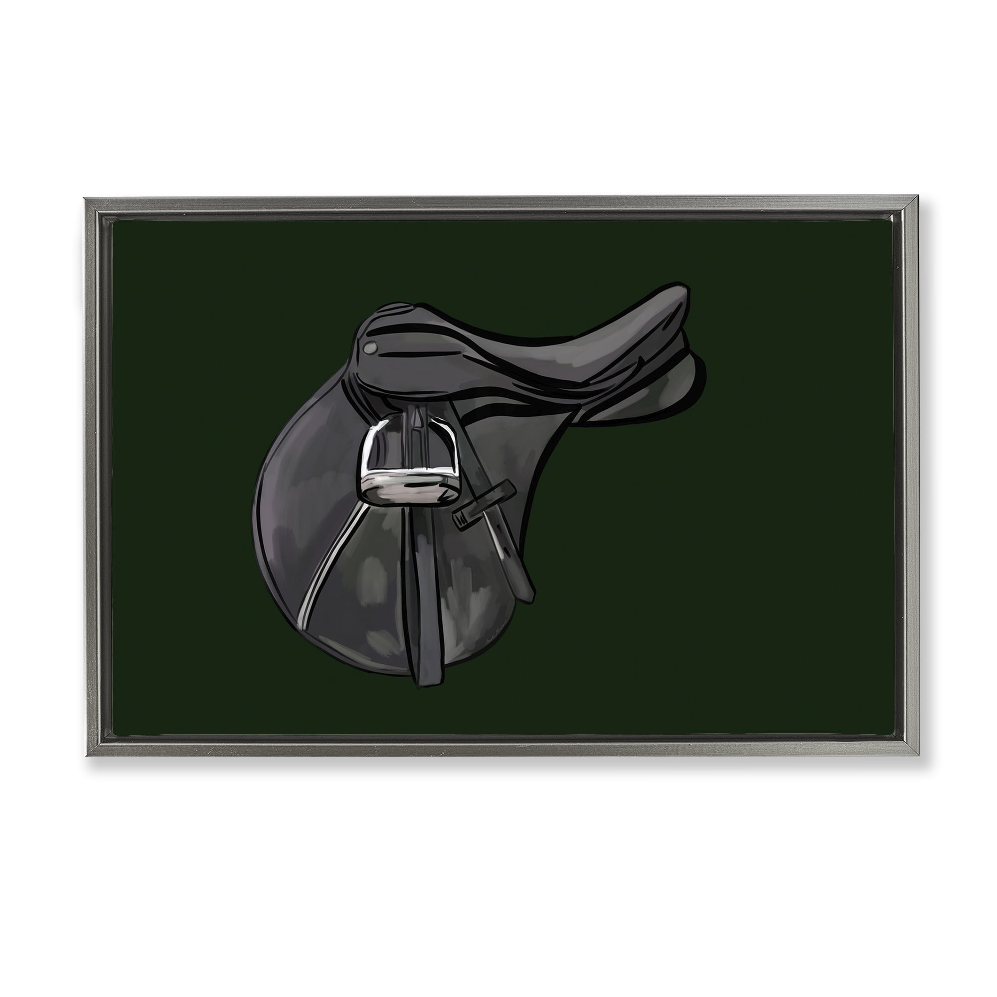 Stupell Industries Black Horse Saddle Abstract Painting Gray Floater Framed Canvas Art Print Wall Art, 25 x 17