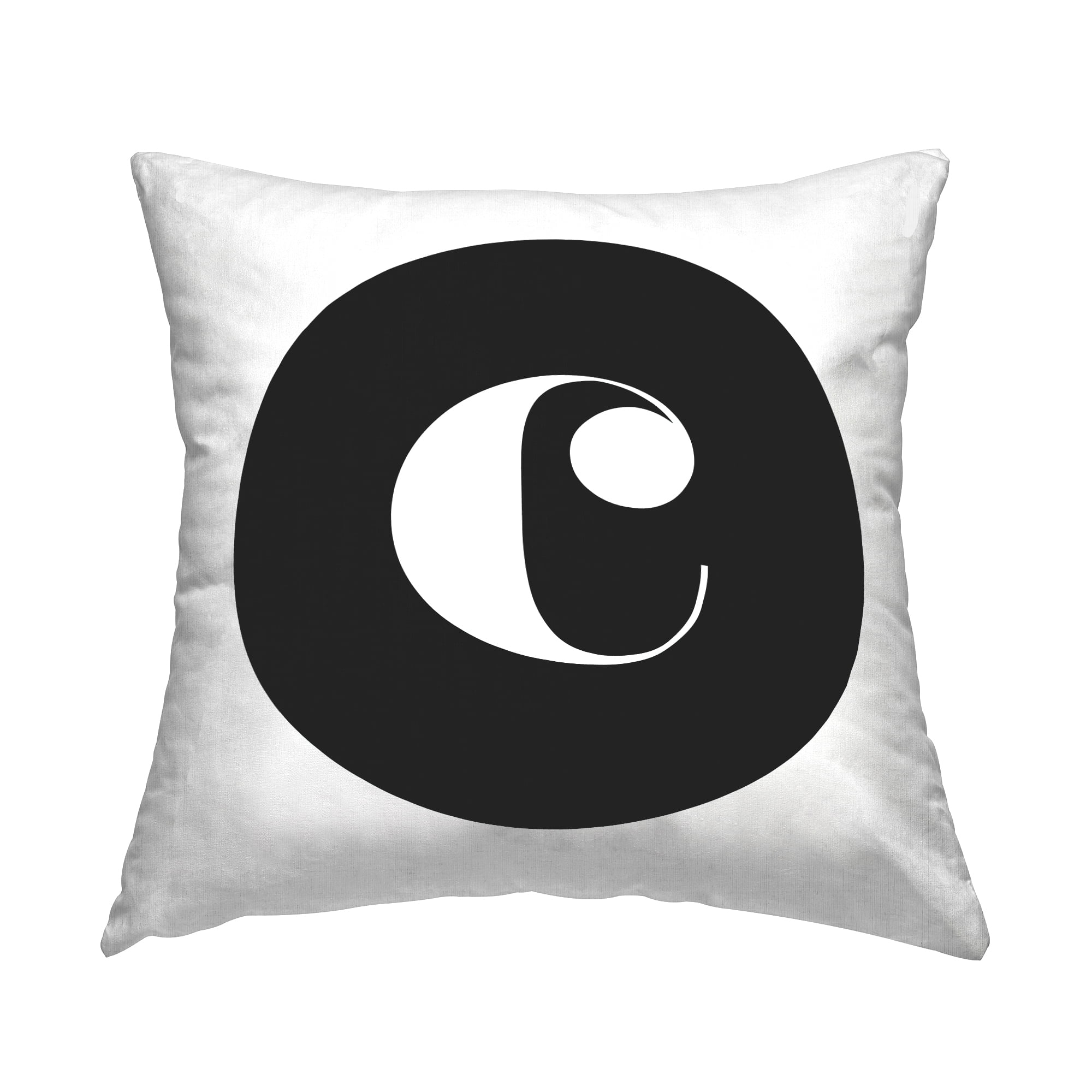 Stupell Industries Black Initial C Decorative Printed Throw Pillow, 18 x 18