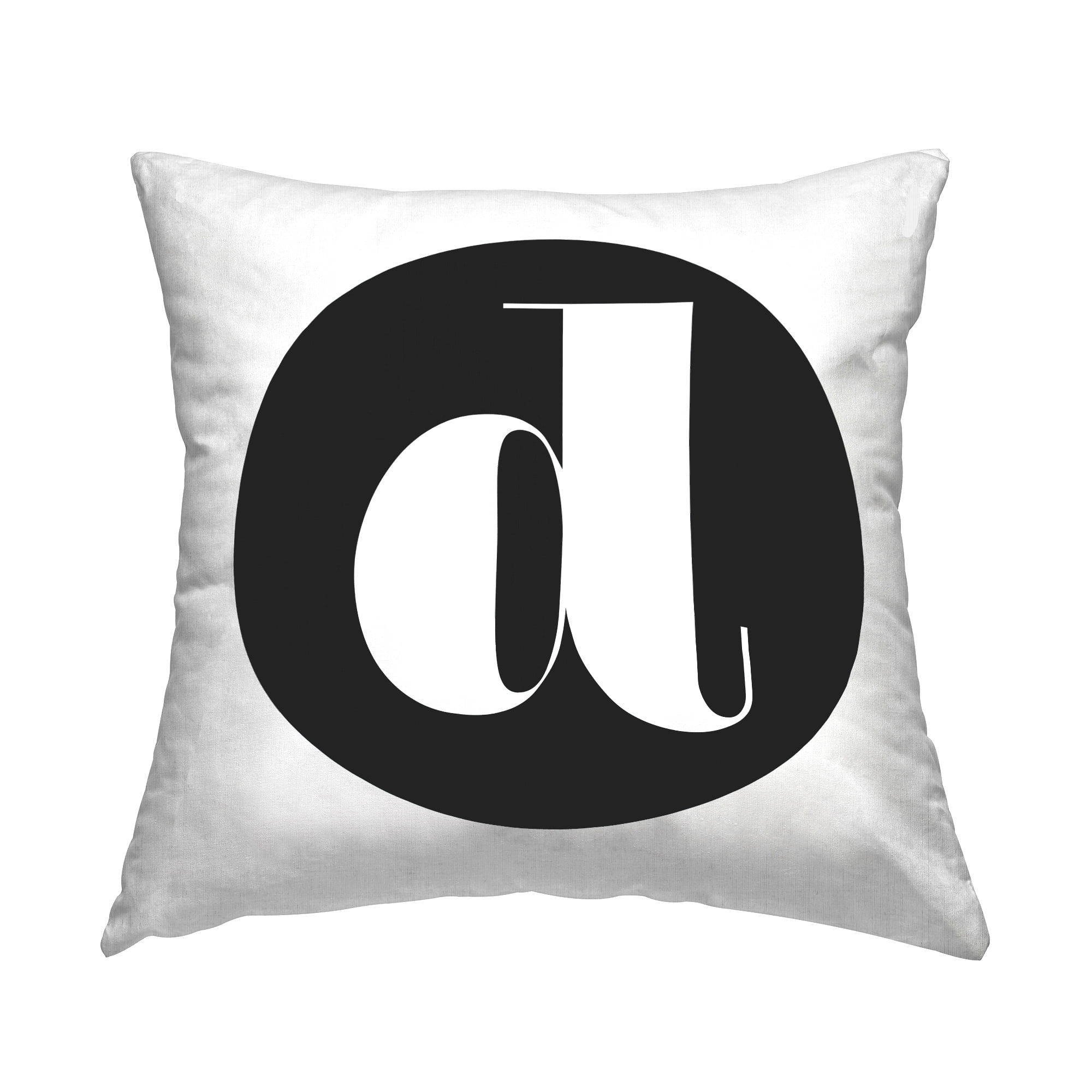 Stupell Industries Black Initial D Decorative Printed Throw Pillow, 18 x 18