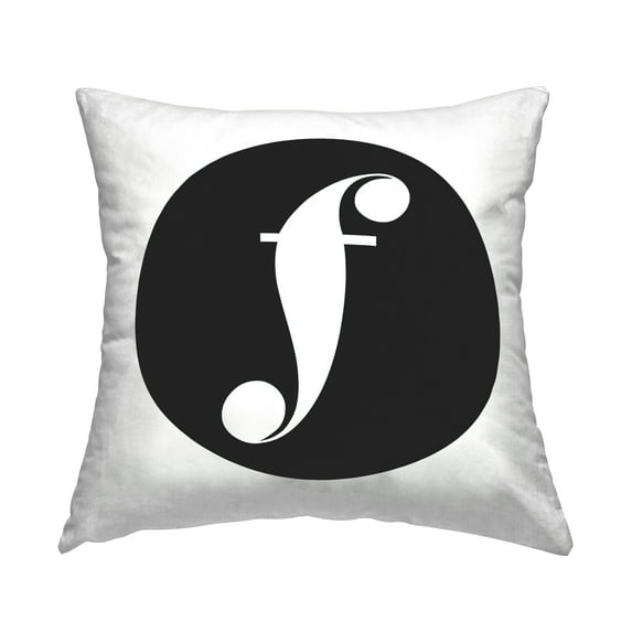 Stupell Industries Black Initial F Decorative Printed Throw Pillow, 18 x 18