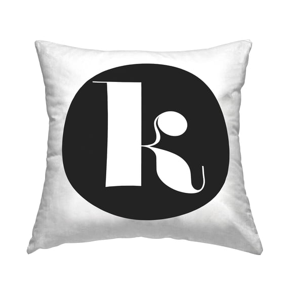 Stupell Industries Black Initial K Decorative Printed Throw Pillow, 18 x 18