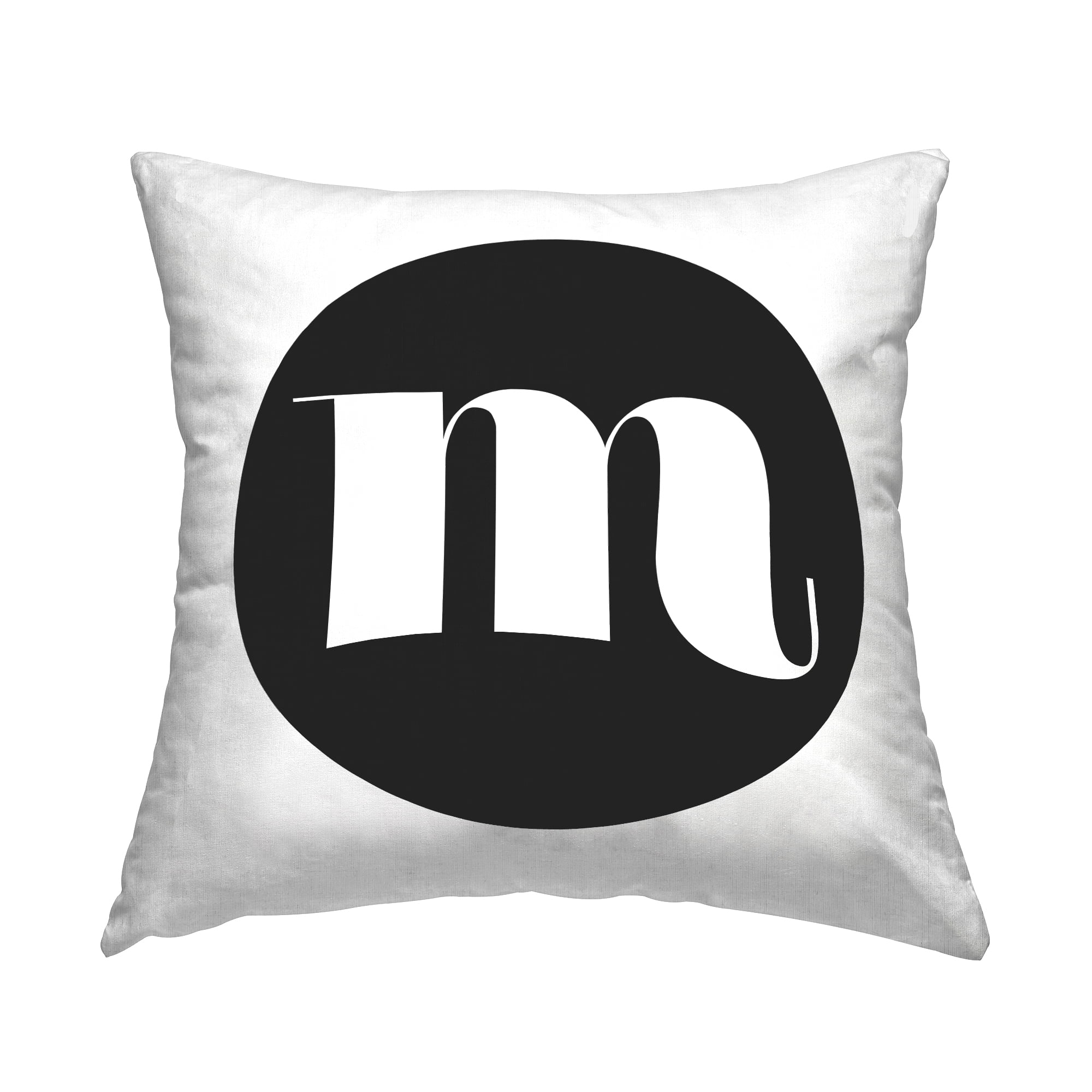 Stupell Industries Black Initial M Decorative Printed Throw Pillow, 18 x 18
