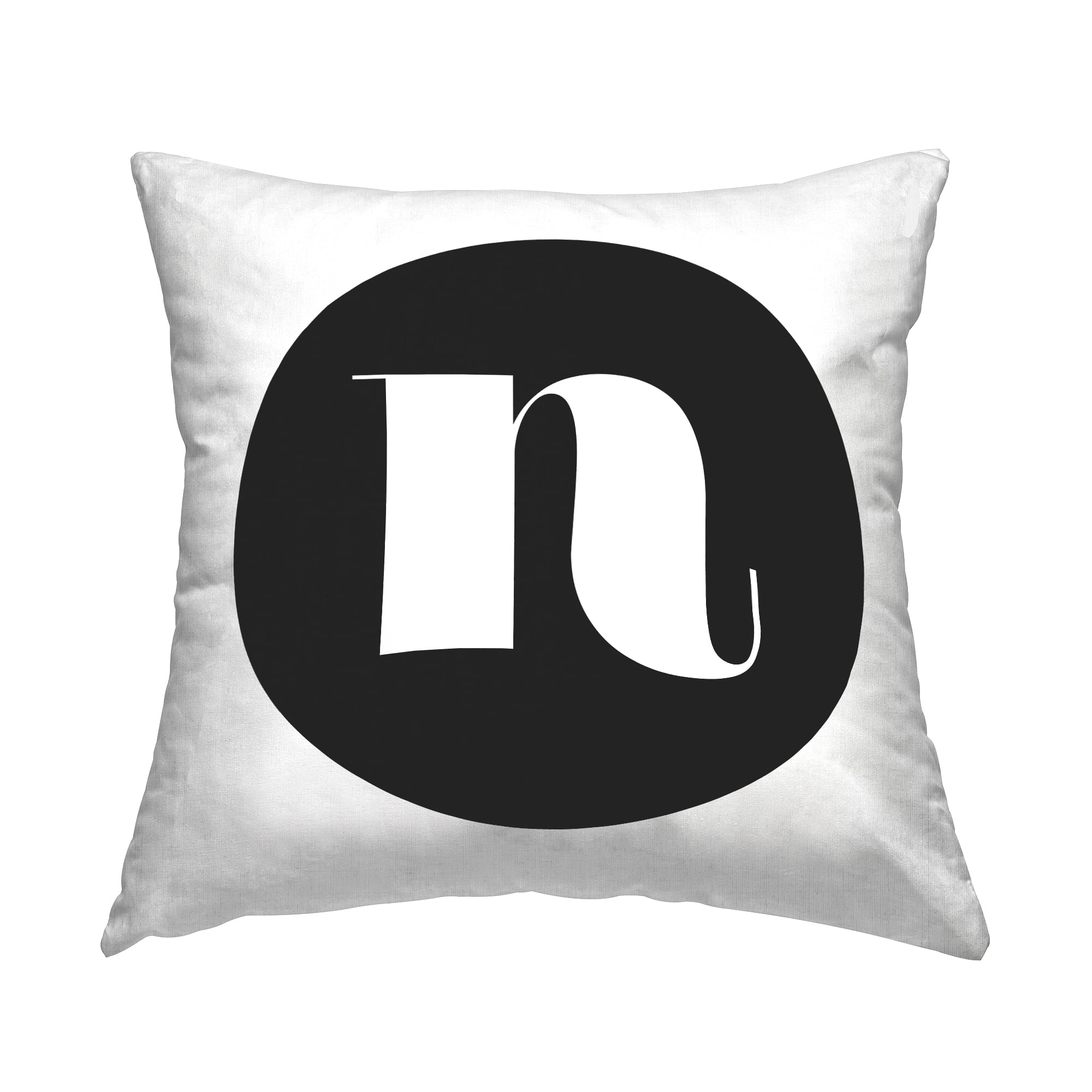 Stupell Industries Black Initial N Decorative Printed Throw Pillow, 18 x 18