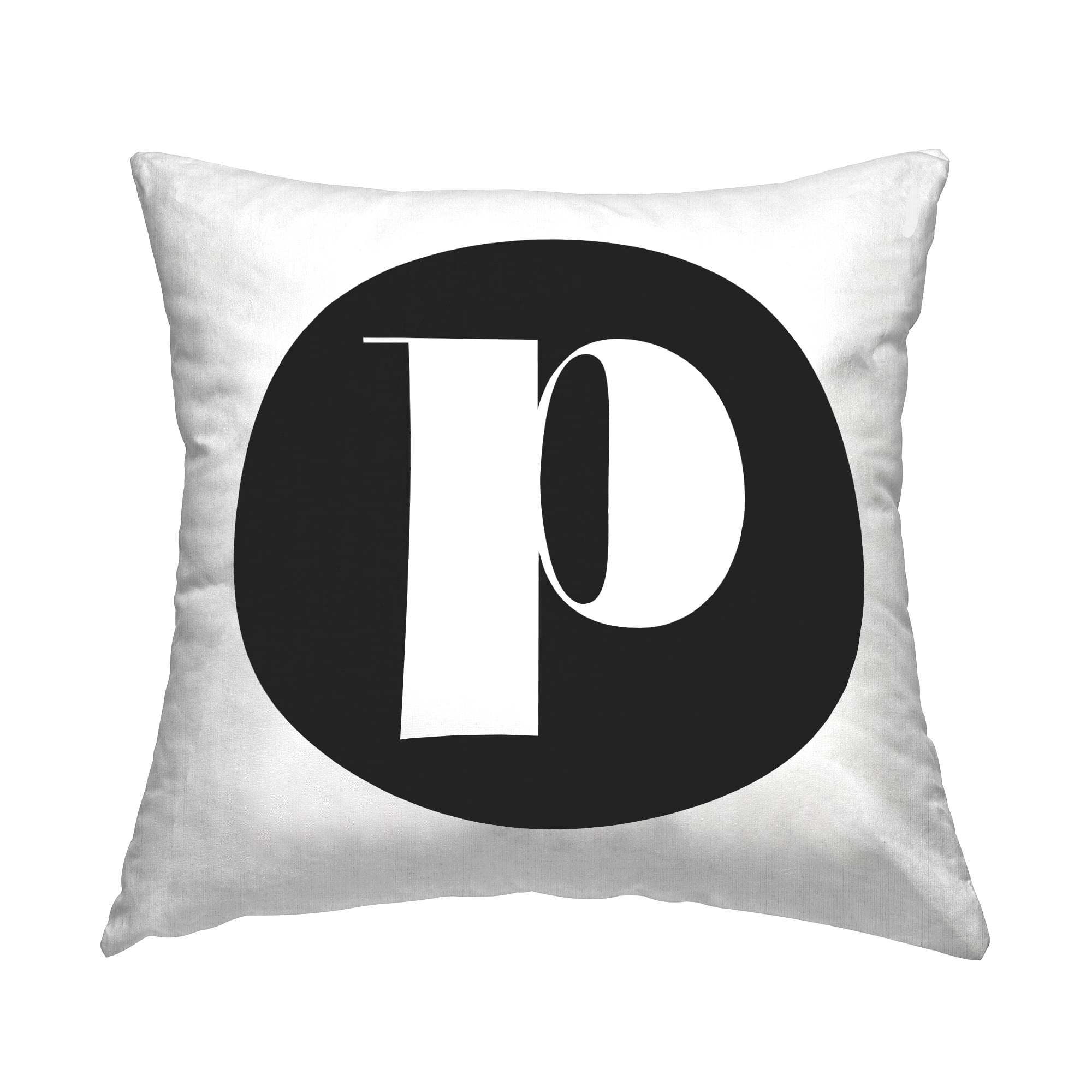 Stupell Industries Black Initial P Decorative Printed Throw Pillow, 18 x 18