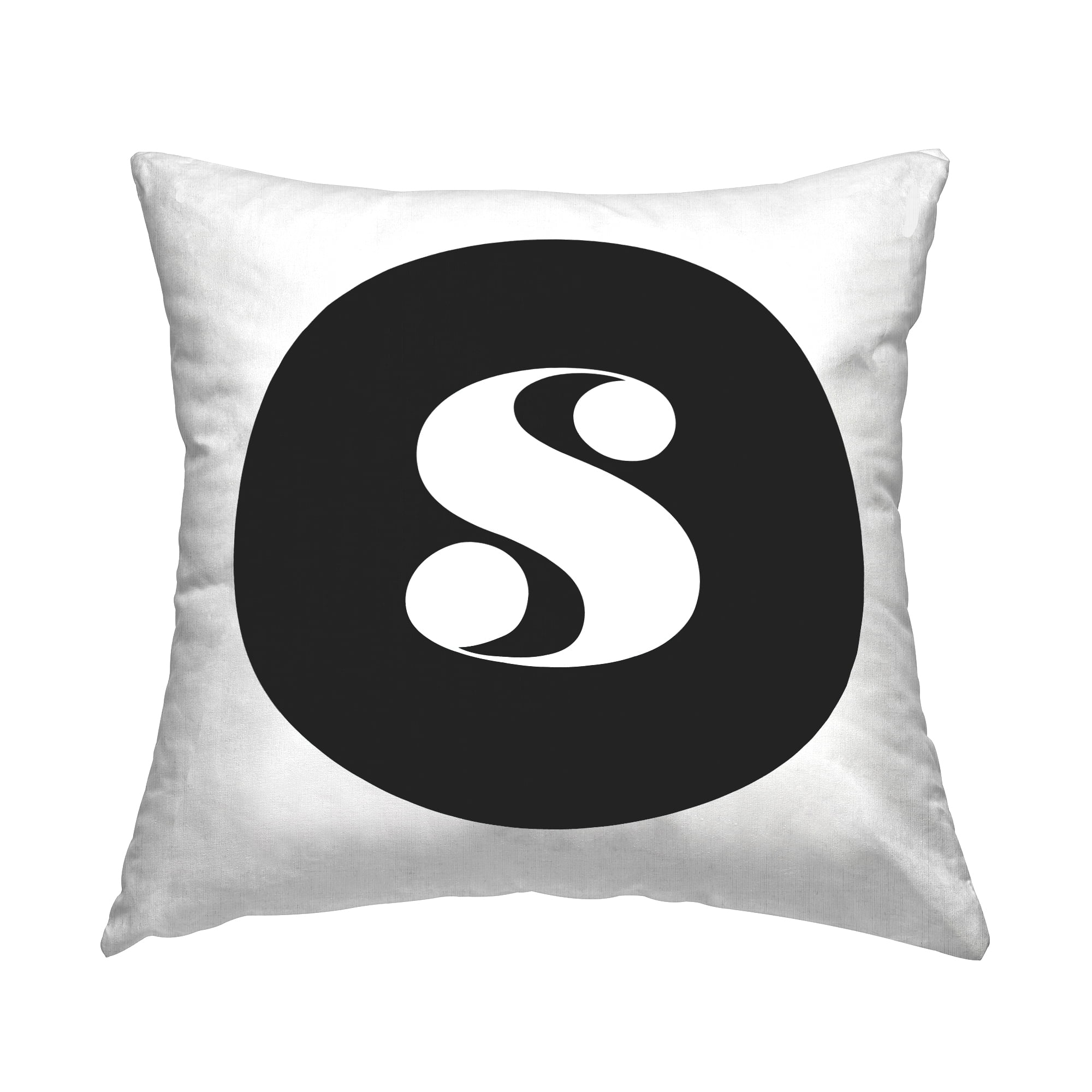 Stupell Industries Black Initial S Decorative Printed Throw Pillow, 18 x 18