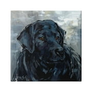Stupell Industries Black Lab Dog Portrait Painting Patchy Abstract Texture, 17 x 17, Design by Debi Coules
