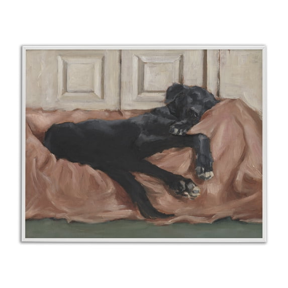 Stupell Industries Cottage Black Lab Dozing Off White Framed Giclee Art, 20 x 16, by Ethan Harper
