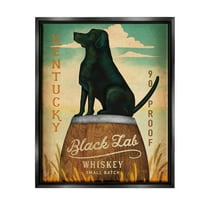 Stupell Industries Black Lab Whiskey Vintage Brewing Sign Graphic Art Jet Black Floating Framed Canvas Print Wall Art, Design by Ryan Fowler