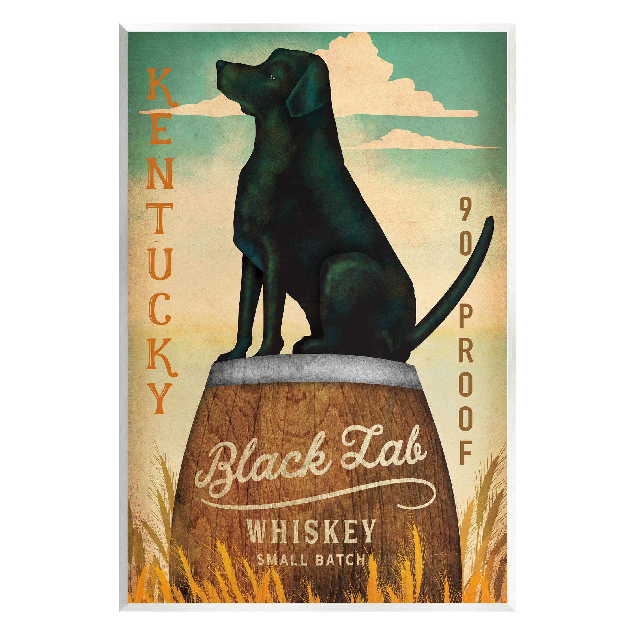 Stupell Industries Black Lab Whiskey Vintage Brewing Sign Graphic Art Unframed Art Print Wall Art, Design by Ryan Fowler