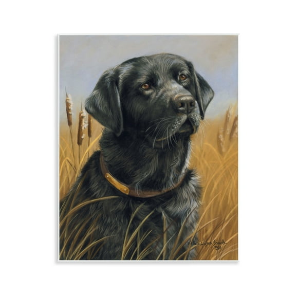 Stupell Industries Black Lab in Nature Animals Painting Unframed Art Print Wall Art, 11 x 14