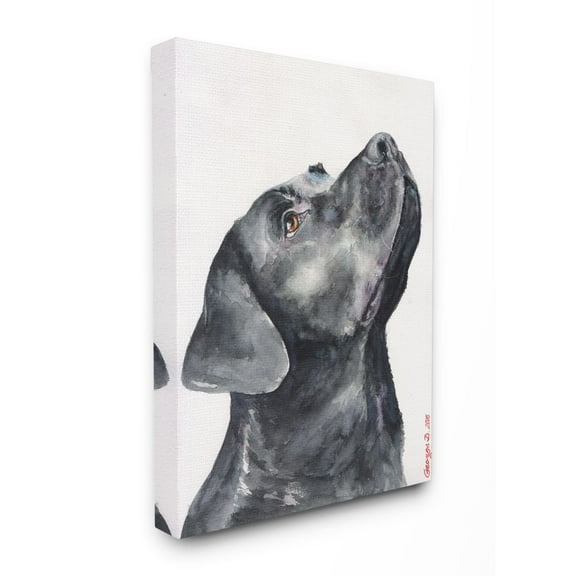 Stupell Industries Black Labrador Dog Pet Animal Watercolor Painting Canvas Wall Art by George Dyachenko