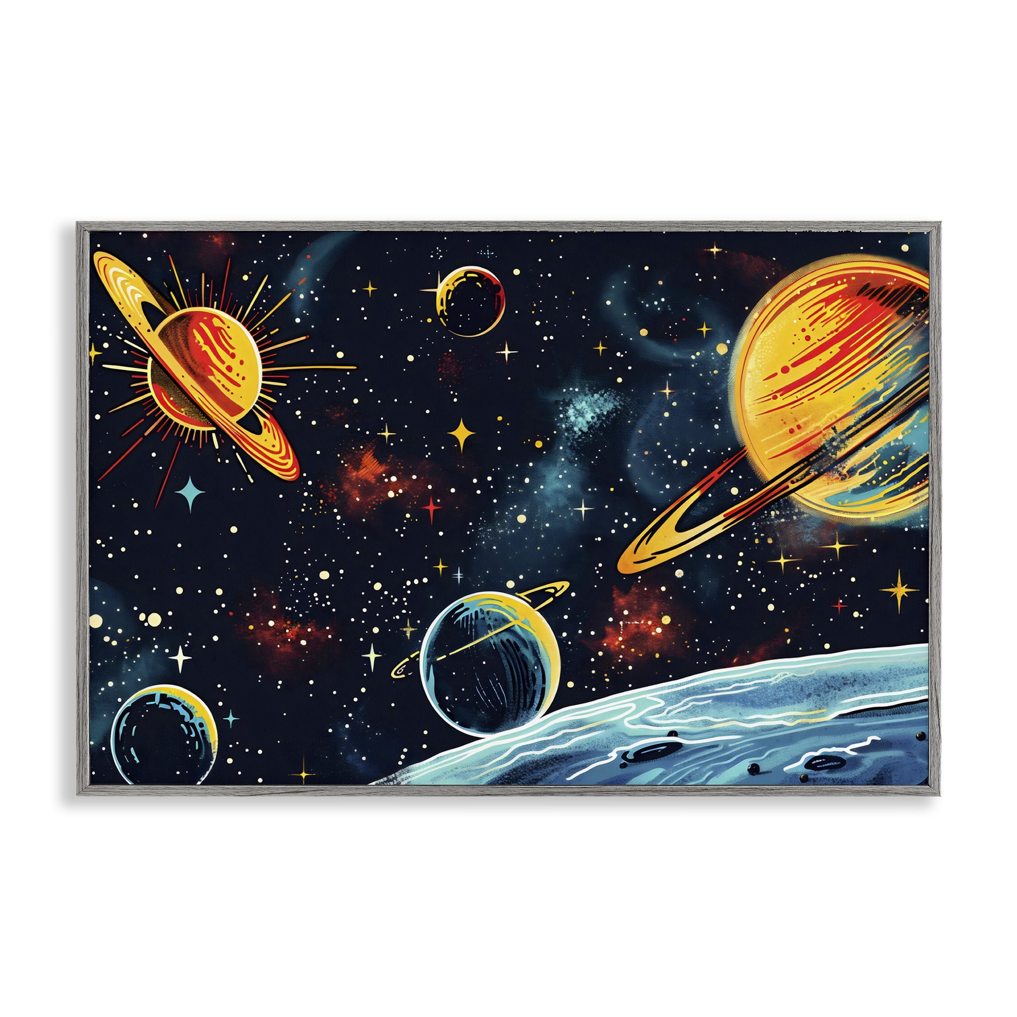 Stupell Industries Black Lit Galaxy Panorama Gray Framed Giclee Art, design by Creative Studio