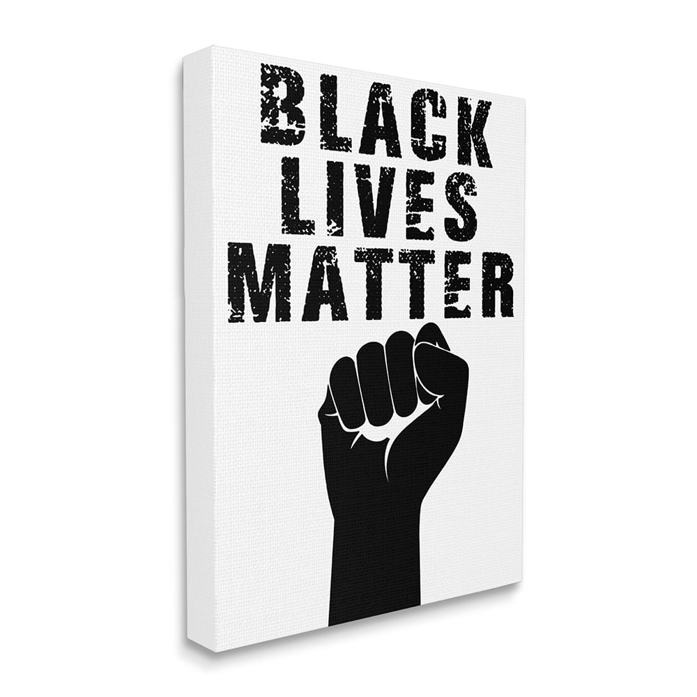 Stupell Industries Black Lives Matter Distressed Typography Raised Fist Canvas Wall Art by Marcus Prime