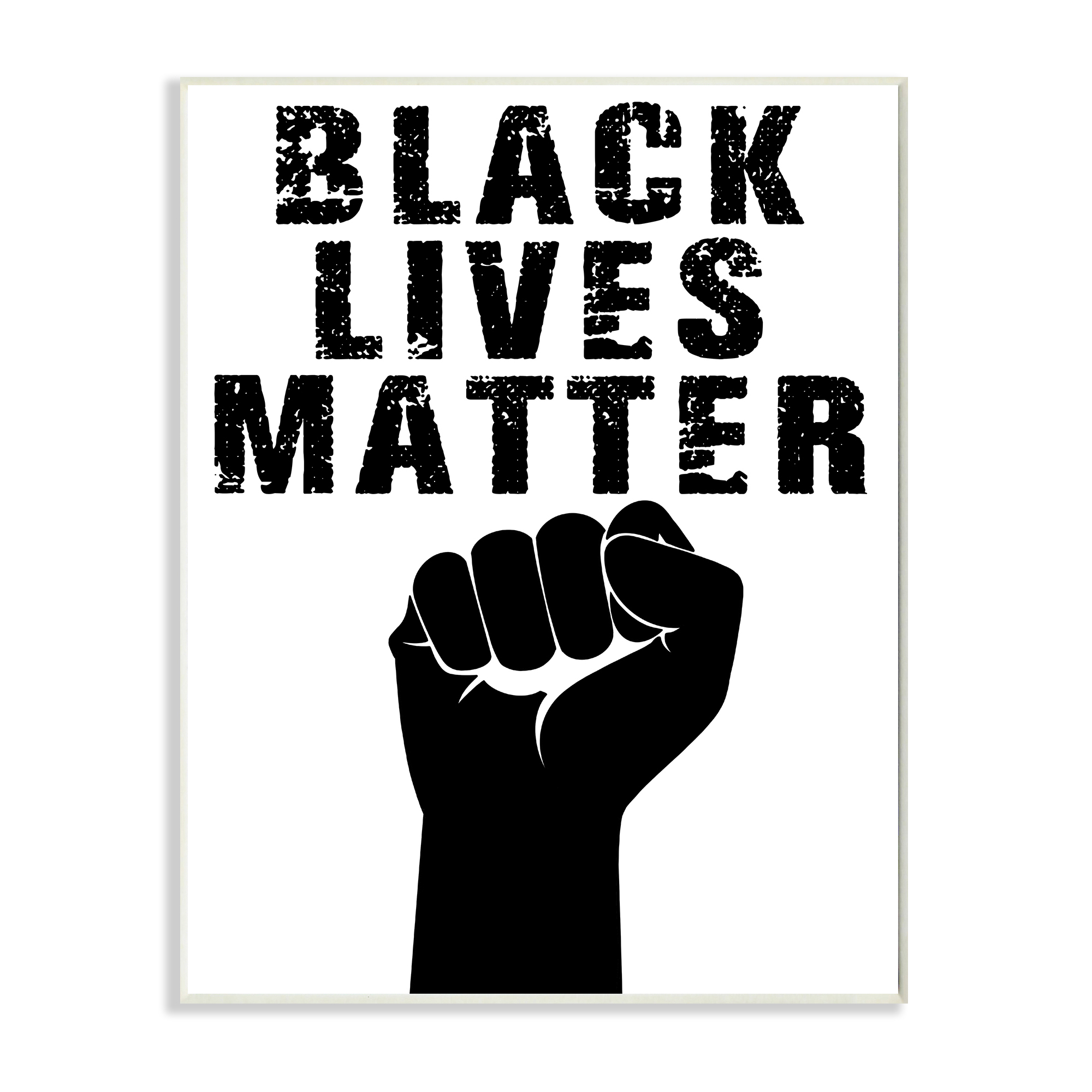 Stupell Industries Black Lives Matter Distressed Typography Raised Fist Wall Plaque by Marcus Prime
