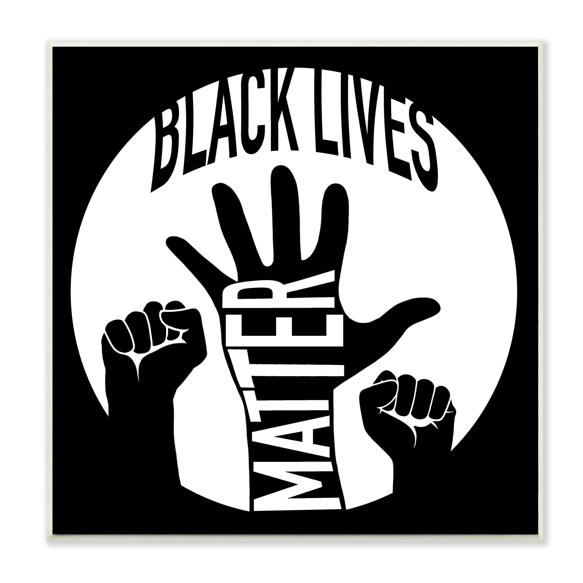 Stupell Industries Black Lives Matter Phrase United Raised Hands Wall Plaque by Marcus Prime