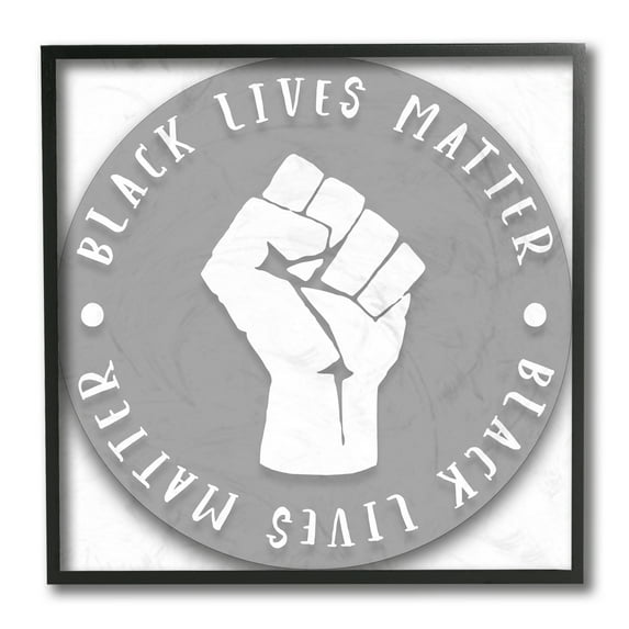 Stupell Industries Black Lives Matter Statement Grey Circle Fist Black Framed by Daphne Polselli