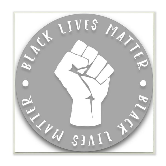 Stupell Industries Black Lives Matter Statement Grey Circle Fist Wall Plaque by Daphne Polselli