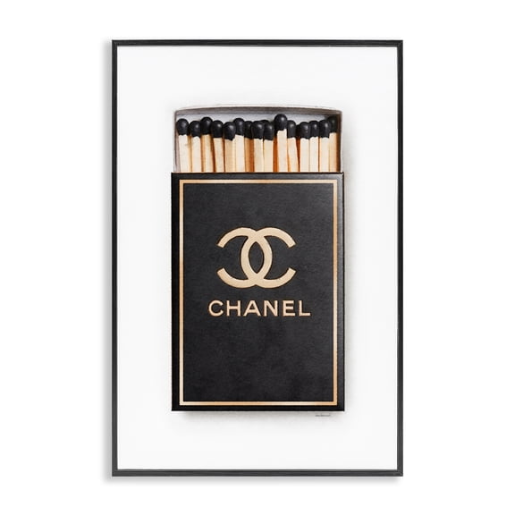Stupell Industries Black Mod Fashion Matches Fashion Painting Black Framed Art Print Wall Art, 16 x 24