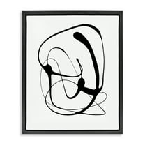 Stupell Industries Black Modern Swirl Abstract Painting Black Floater Framed Canvas Art Print Wall Art, 17 x 21