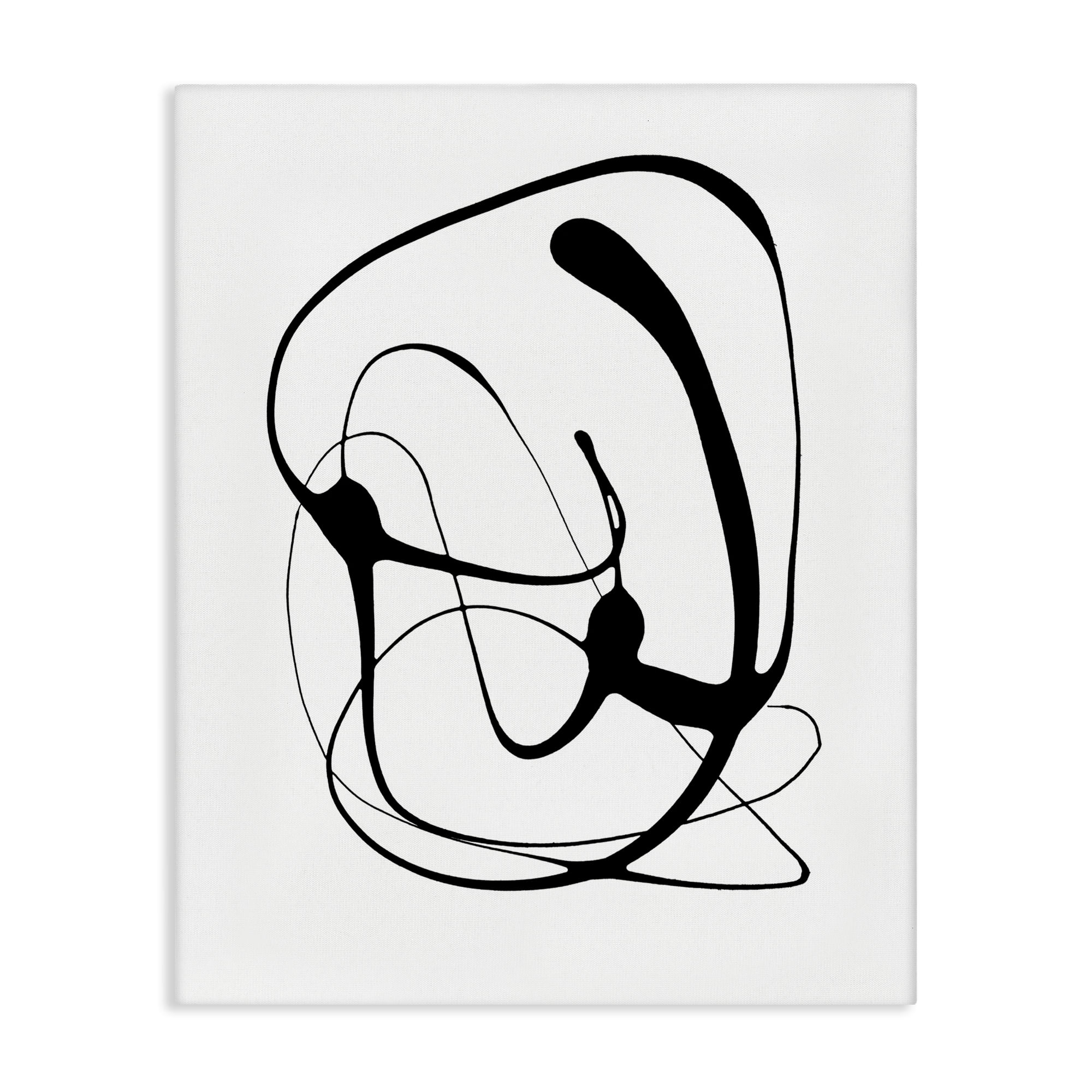 Stupell Industries Black Modern Swirl Abstract Painting Gallery Wrapped Canvas Art Print Wall Art, 36 x 48