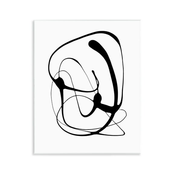 Stupell Industries Black Modern Swirl Abstract Painting Unframed Art Print Wall Art, 11 x 14