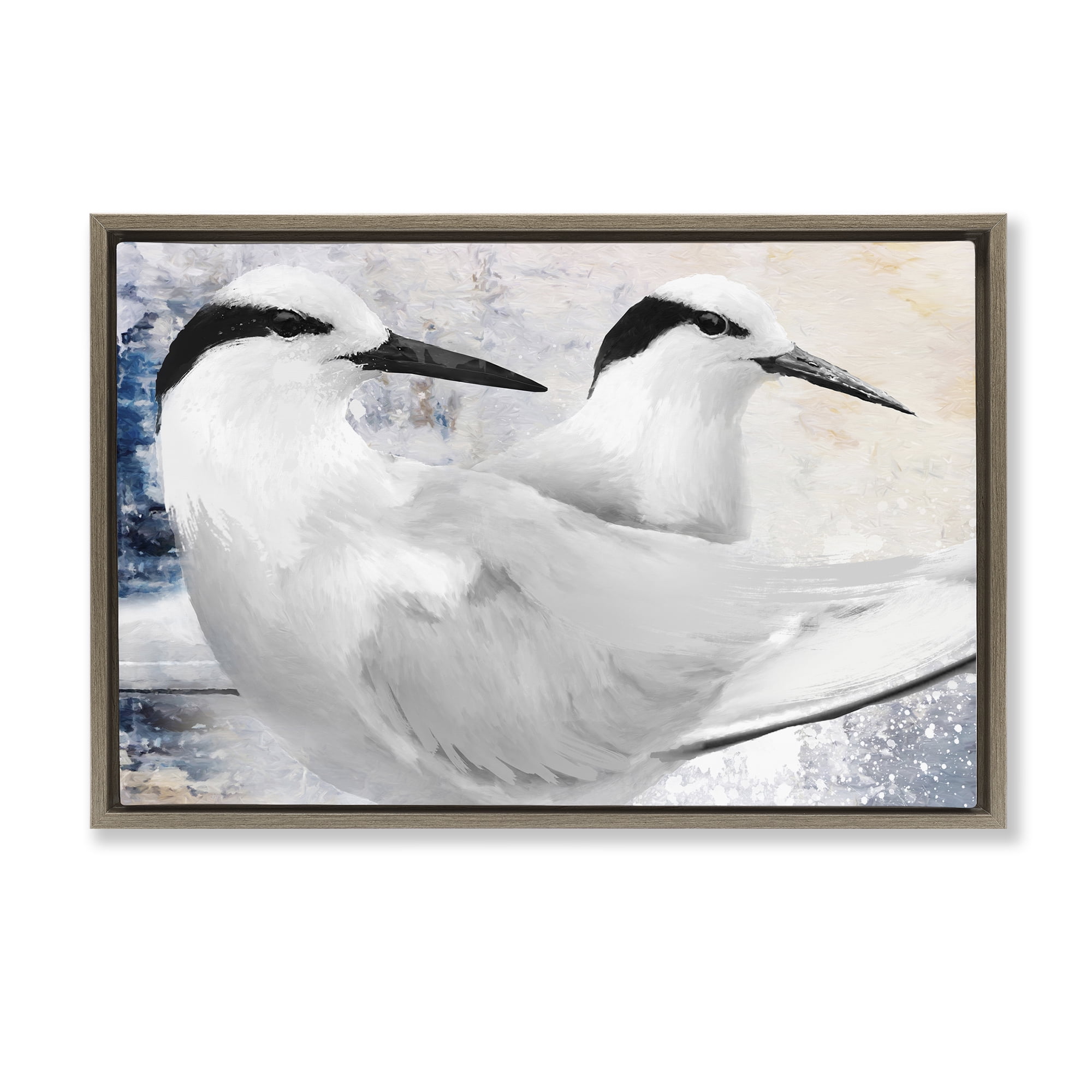 Stupell Industries Black Naped Tern Brown Framed Floater Canvas Wall Art, design by Porter Hastings