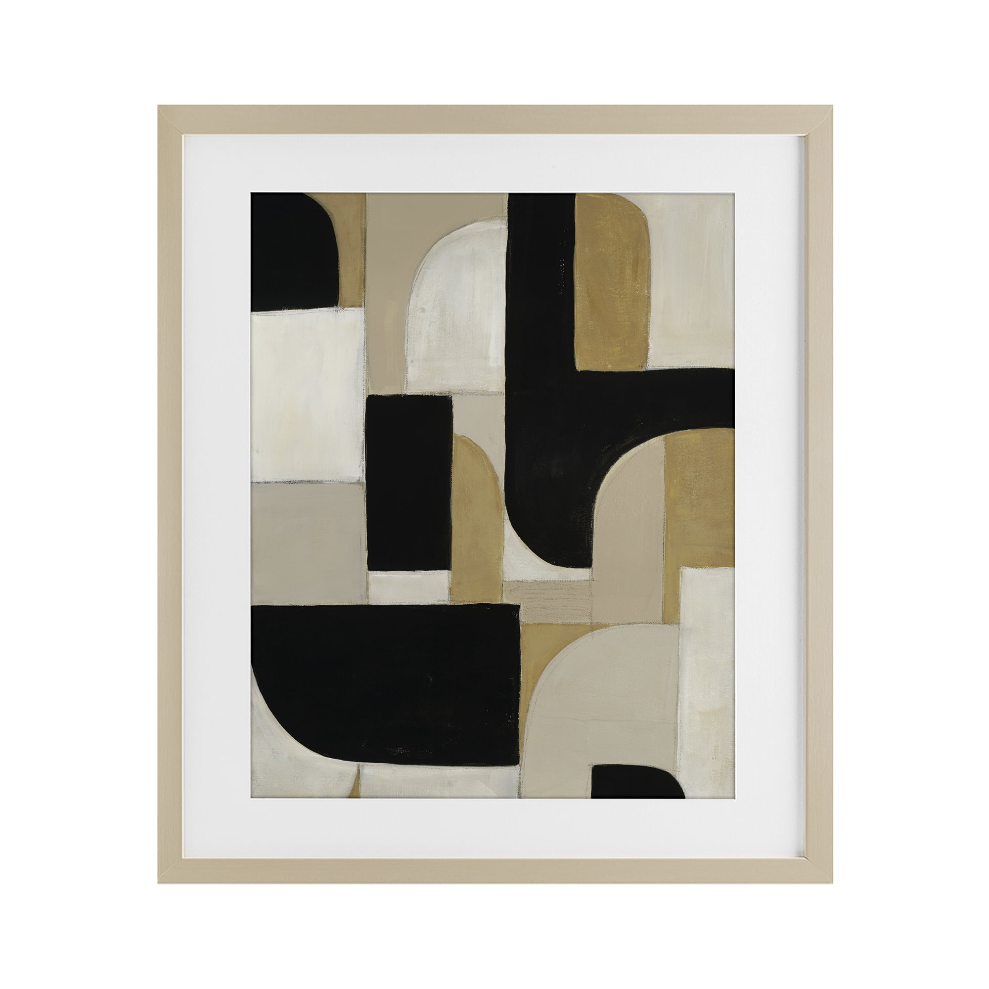 Stupell Industries Black & Neutral Shapes Birch Framed Print Under Glass, design by Kippi Leonard