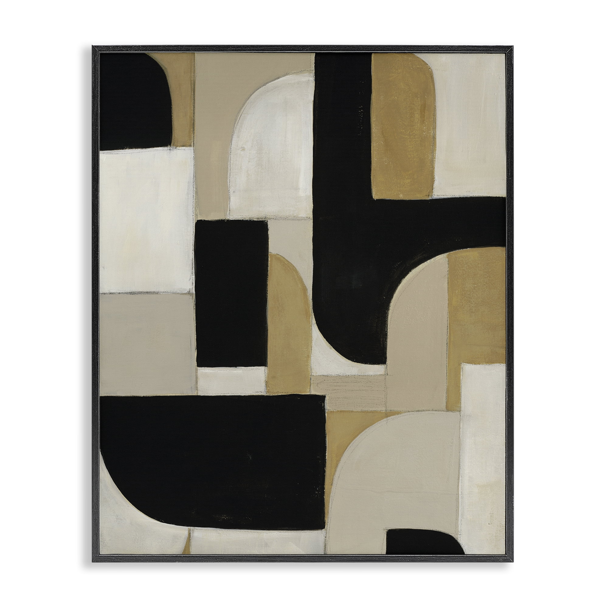 Stupell Industries Black & Neutral Shapes Black Framed Giclee Art, design by Kippi Leonard