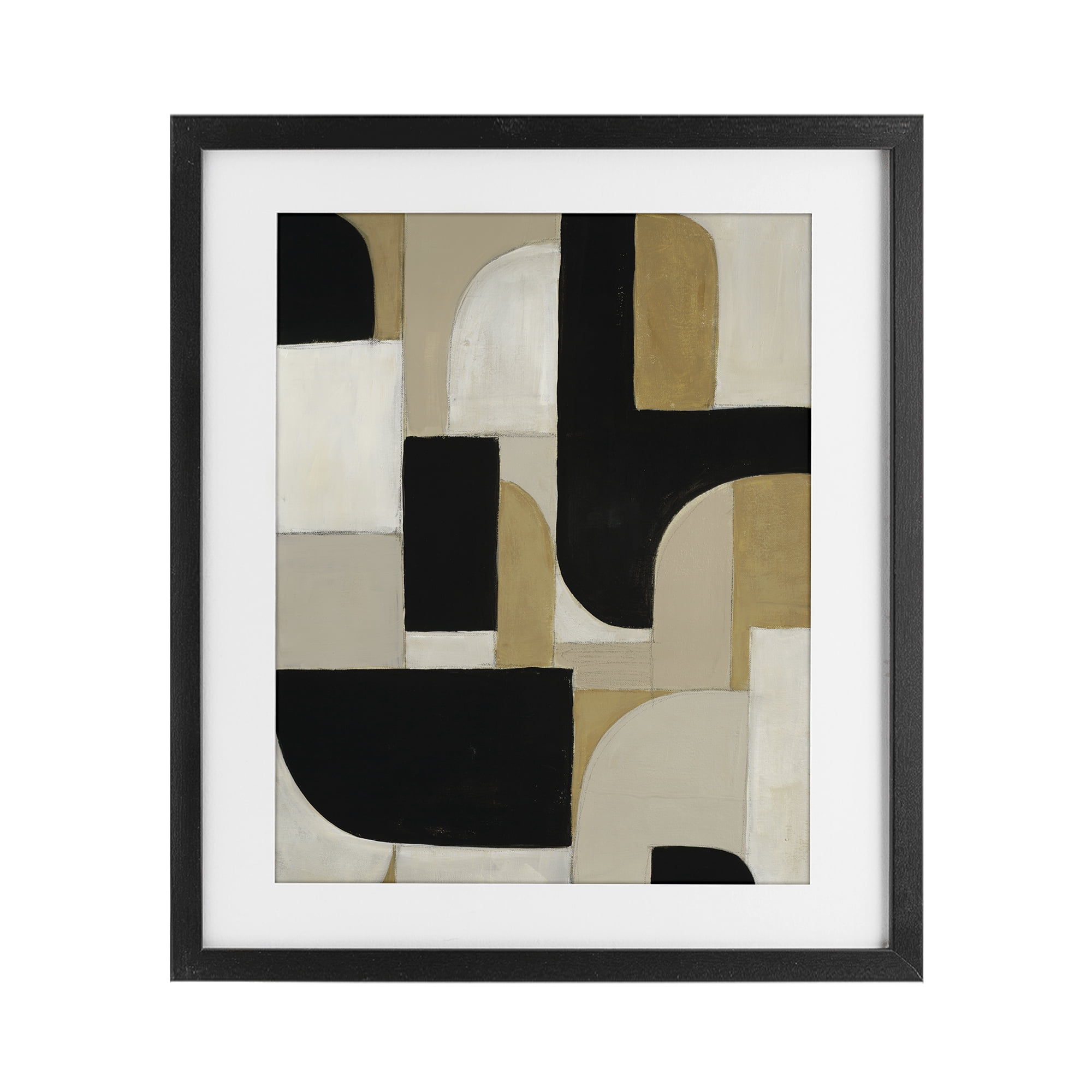 Stupell Industries Black & Neutral Shapes Black Framed Print Under Glass, design by Kippi Leonard