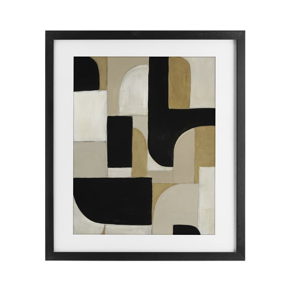 Stupell Industries Modern Black & Neutral Shapes Black Framed Print Under Glass, 17 x 21, by Kippi Leonard