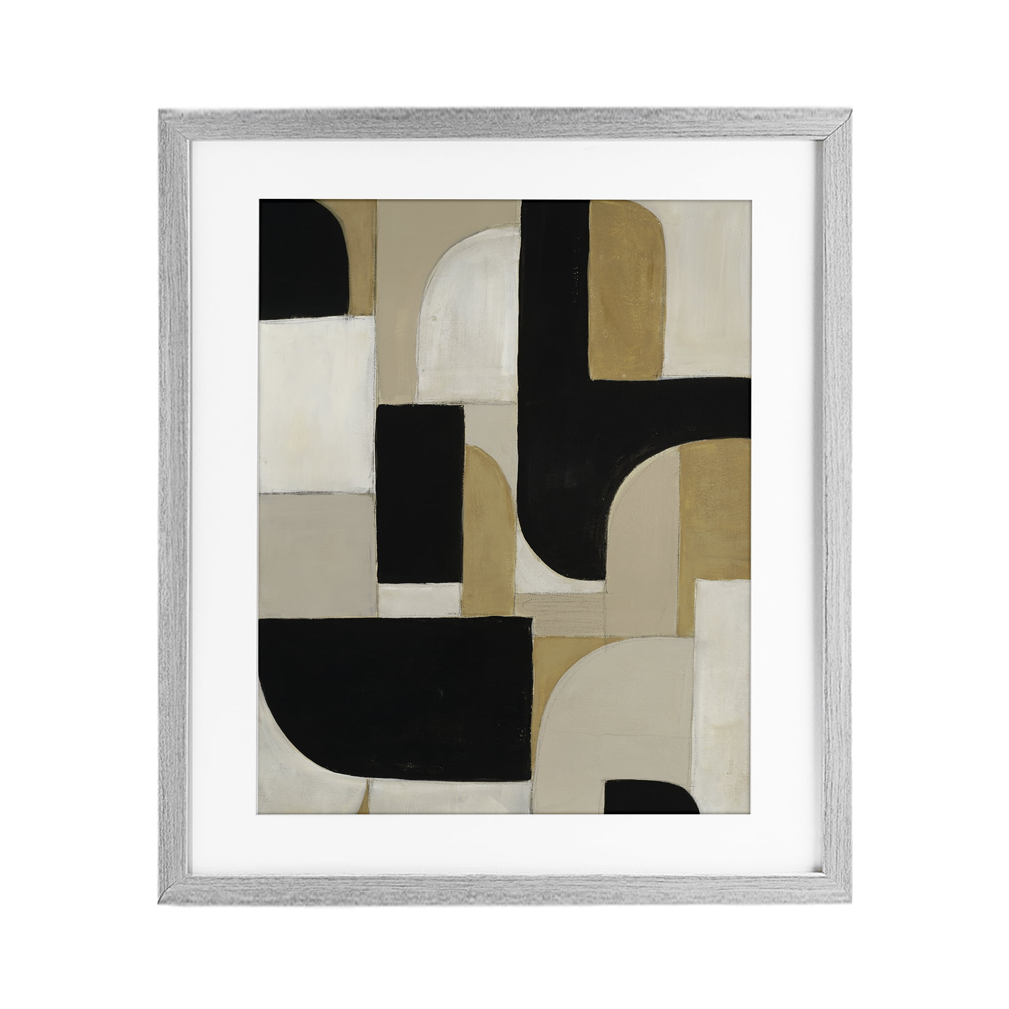 Stupell Industries Black & Neutral Shapes Gray Framed Print Under Glass, design by Kippi Leonard