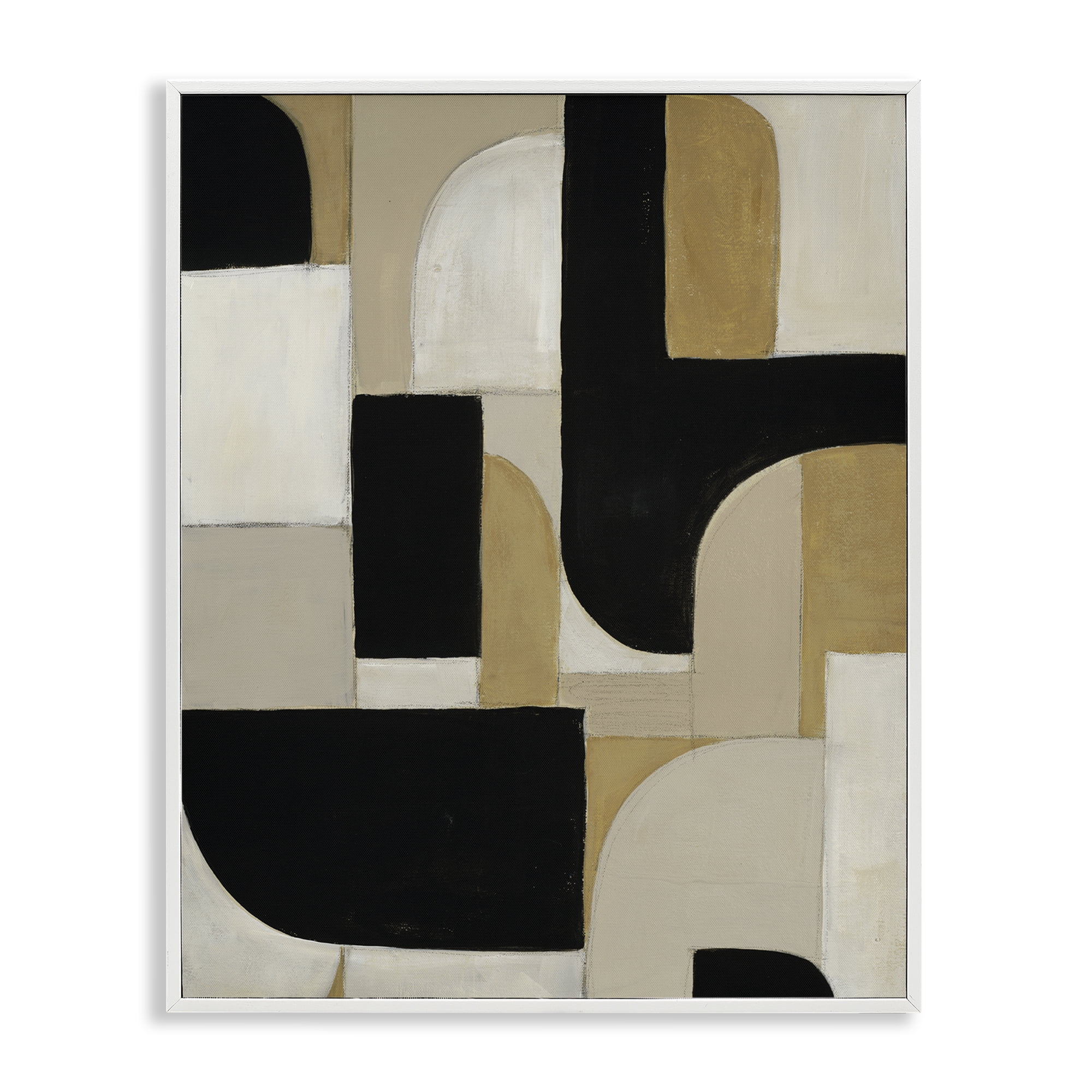 Stupell Industries Black & Neutral Shapes White Framed Giclee Art, design by Kippi Leonard