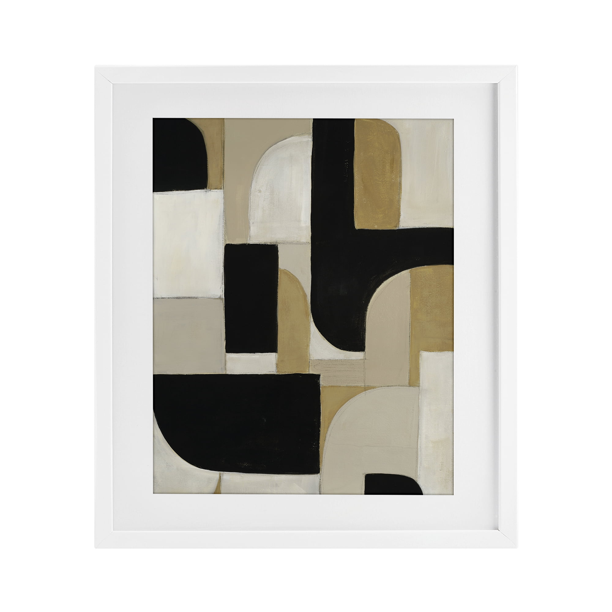 Stupell Industries Black & Neutral Shapes White Framed Print Under Glass, design by Kippi Leonard