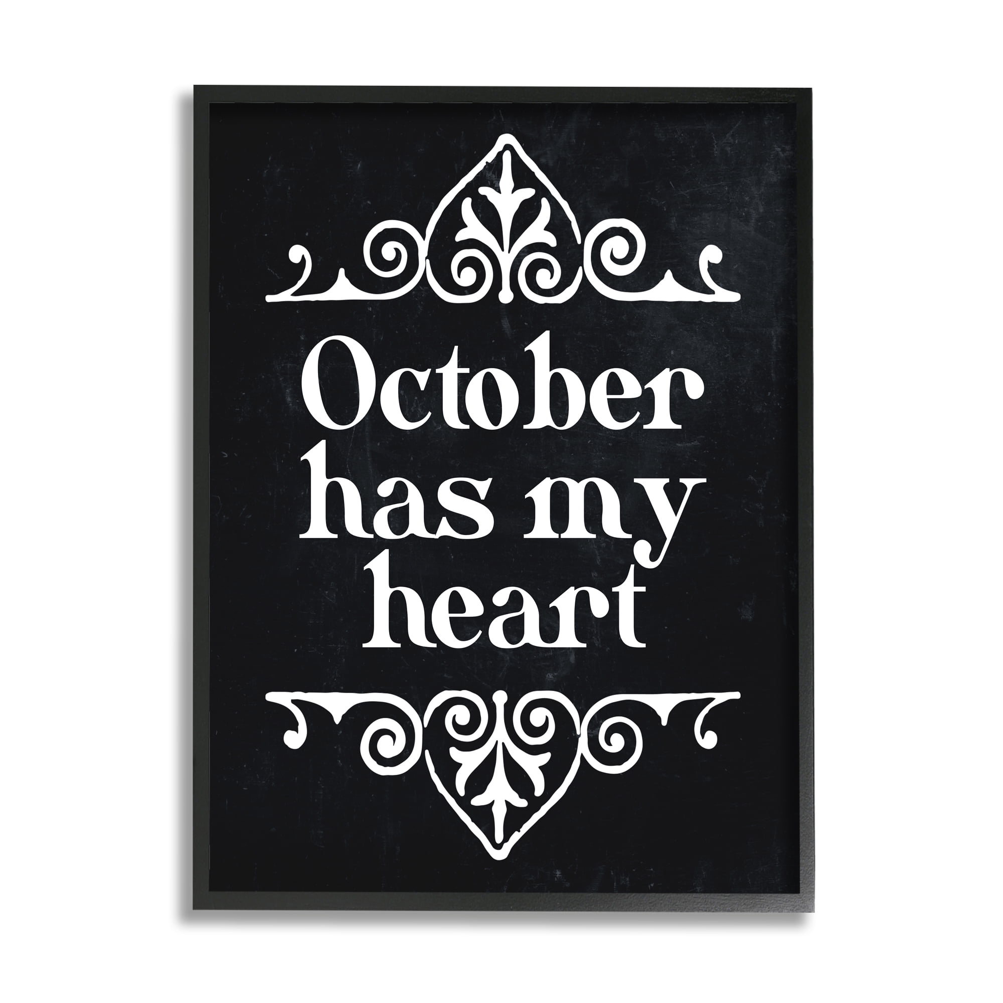 Stupell Industries Black October Has My Heart Holiday Painting Black Framed Art Print Wall Art, 16 x 20