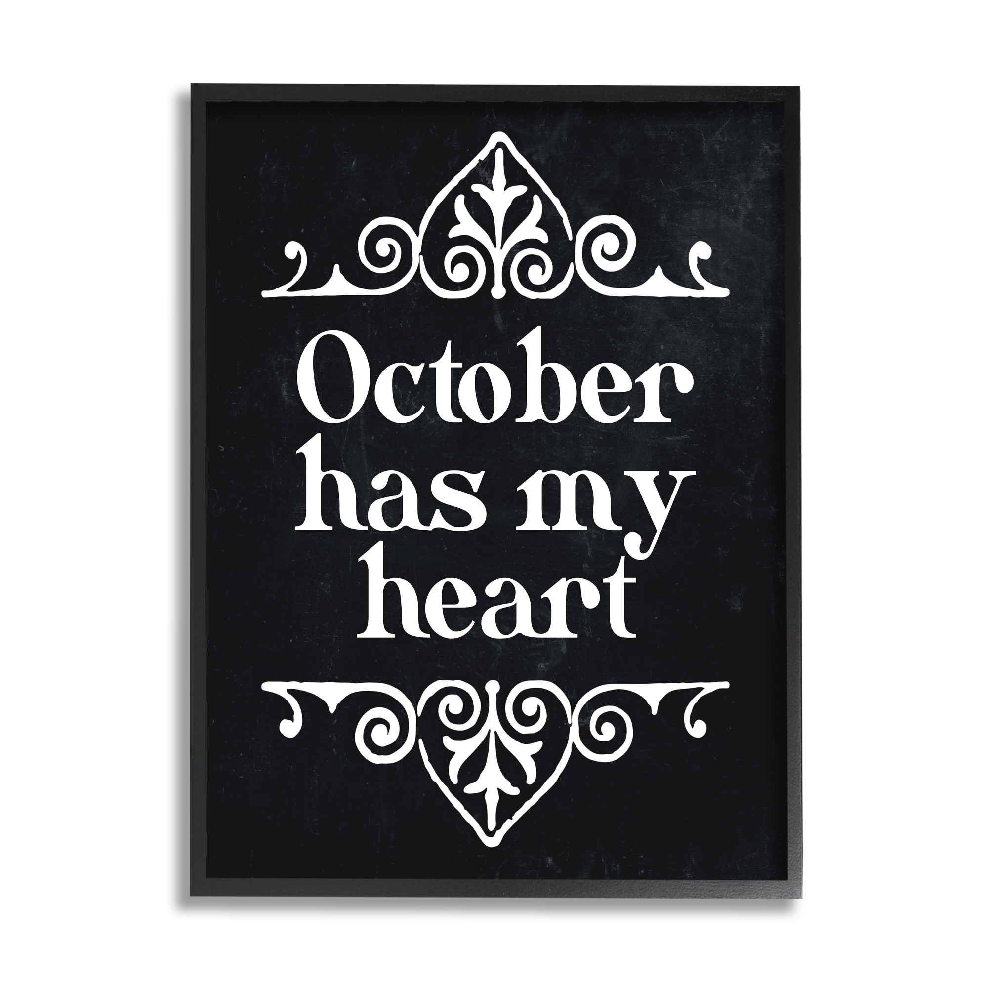 Stupell Industries Black October Has My Heart Holiday Painting Black Framed Art Print Wall Art, 24 x 30