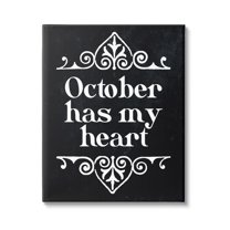Stupell Industries Black October Has My Heart Holiday Painting Gallery Wrapped Canvas Print Wall Art, 16 x 20