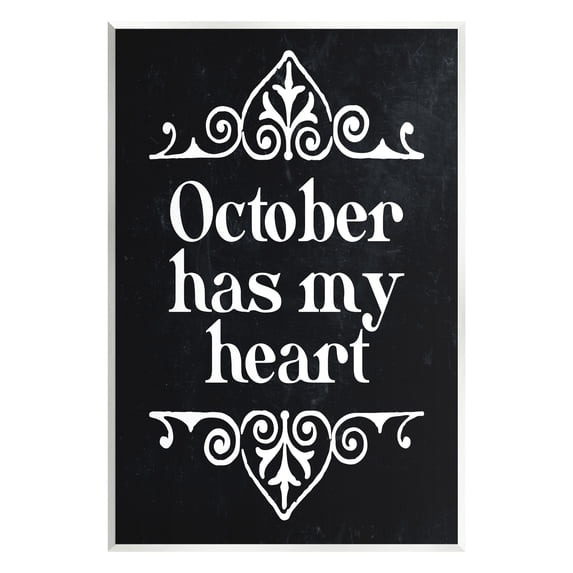 Stupell Industries Black October Has My Heart Holiday Painting Unframed Art Print Wall Art, 10 x 15