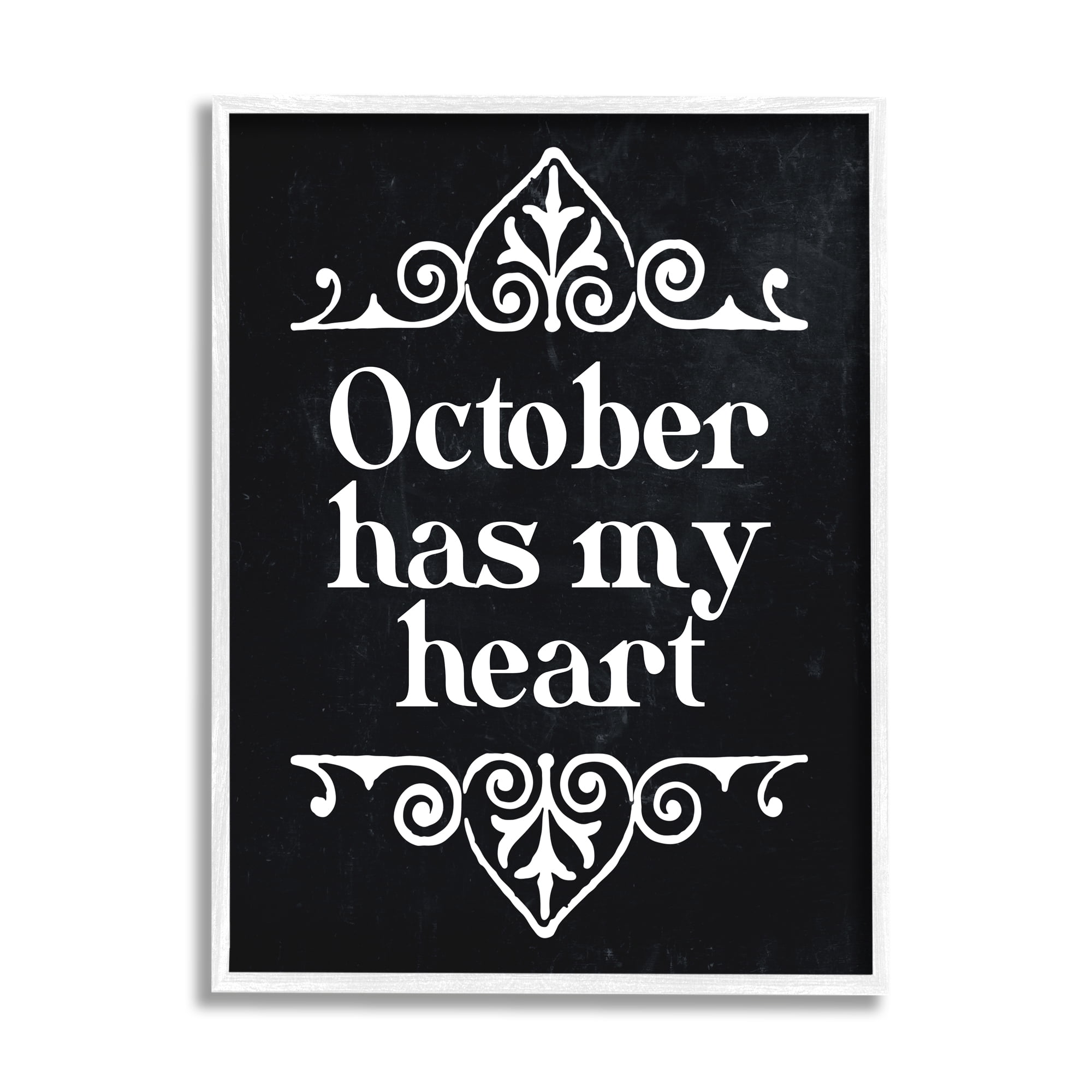 Stupell Industries Black October Has My Heart Holiday Painting White Framed Art Print Wall Art, 16 x 20