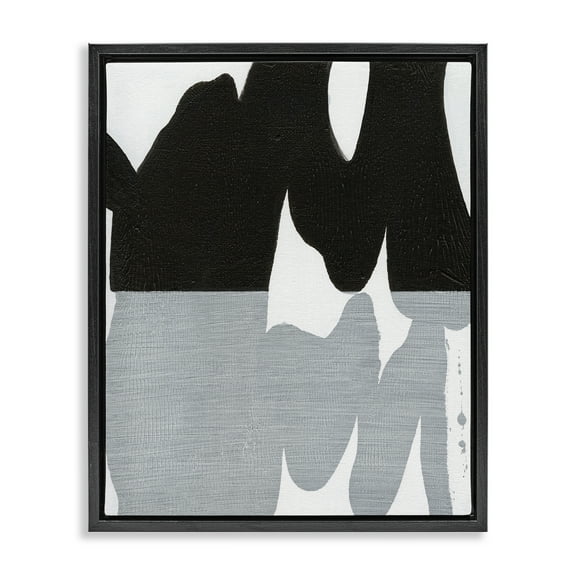 Stupell Industries Black Organic Form Abstract Painting Black Floater Framed Canvas Art Print Wall Art, 17 x 21