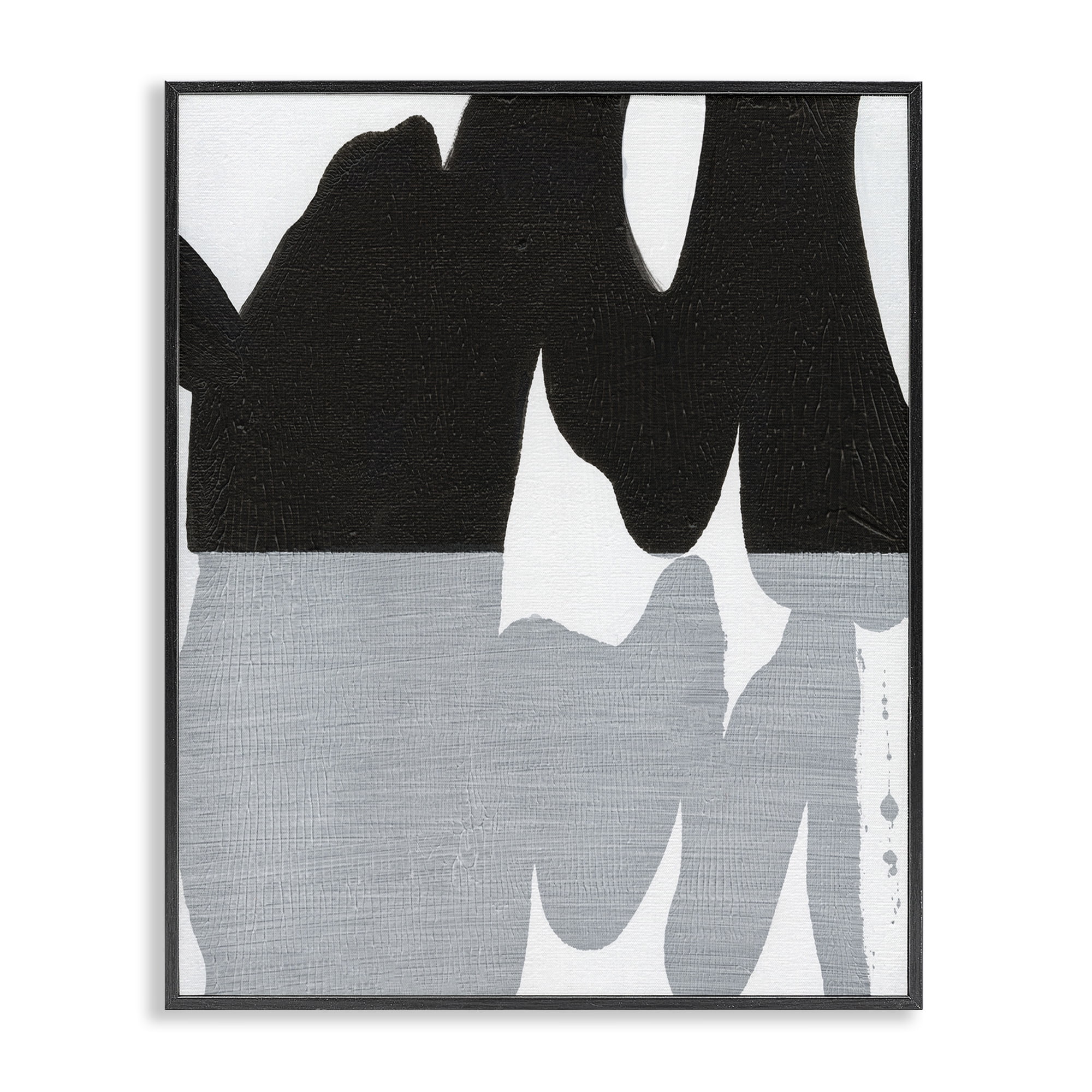 Stupell Industries Black Organic Form Abstract Painting Black Framed Art Print Wall Art, 24 x 30