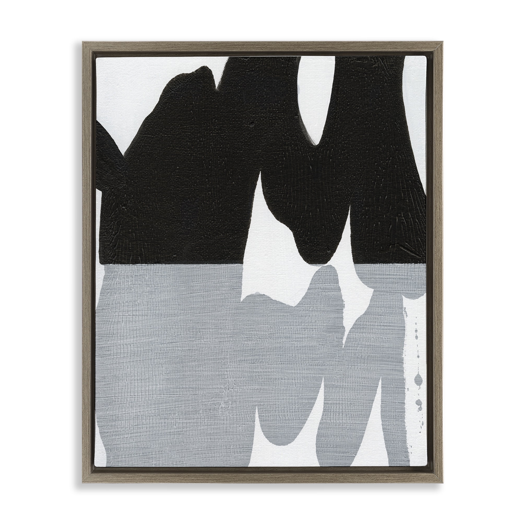 Stupell Industries Black Organic Form Abstract Painting Brown Floater Framed Canvas Art Print Wall Art, 17 x 21