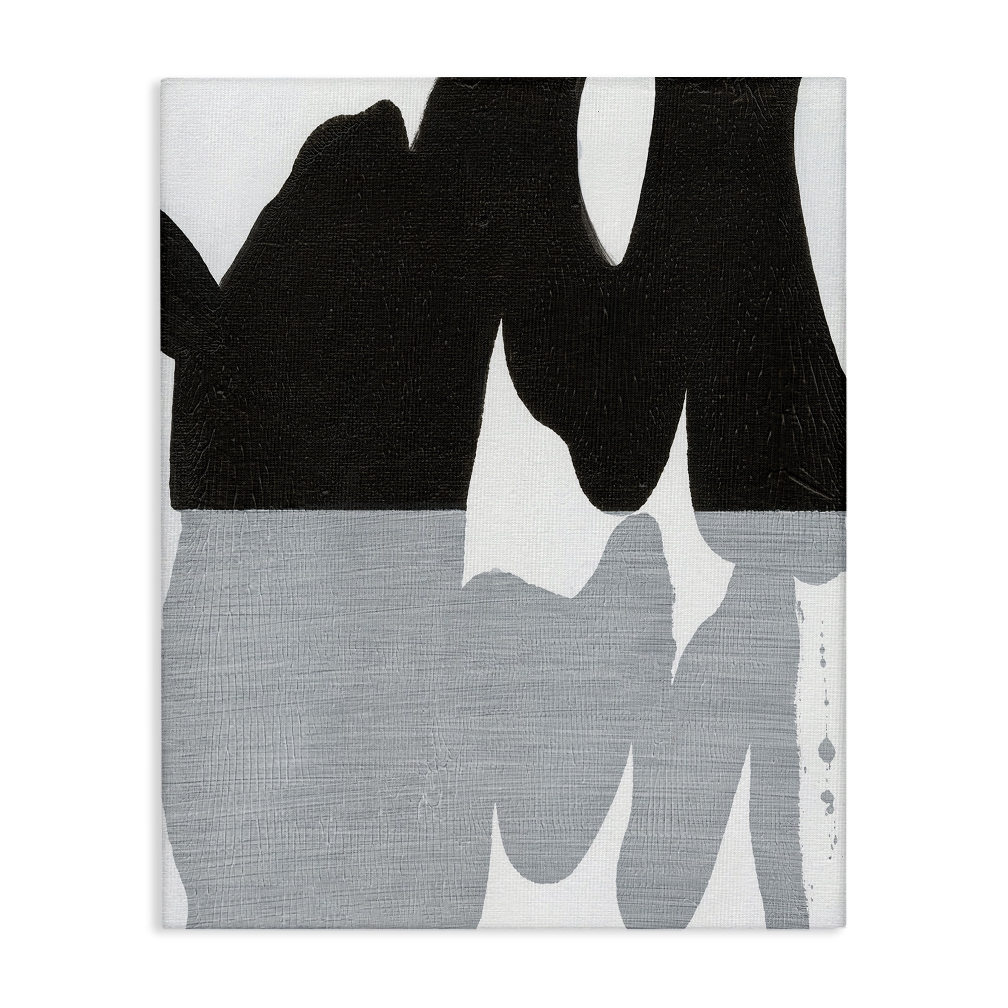 Stupell Industries Black Organic Form Abstract Painting Gallery Wrapped Canvas Art Print Wall Art, 30 x 40
