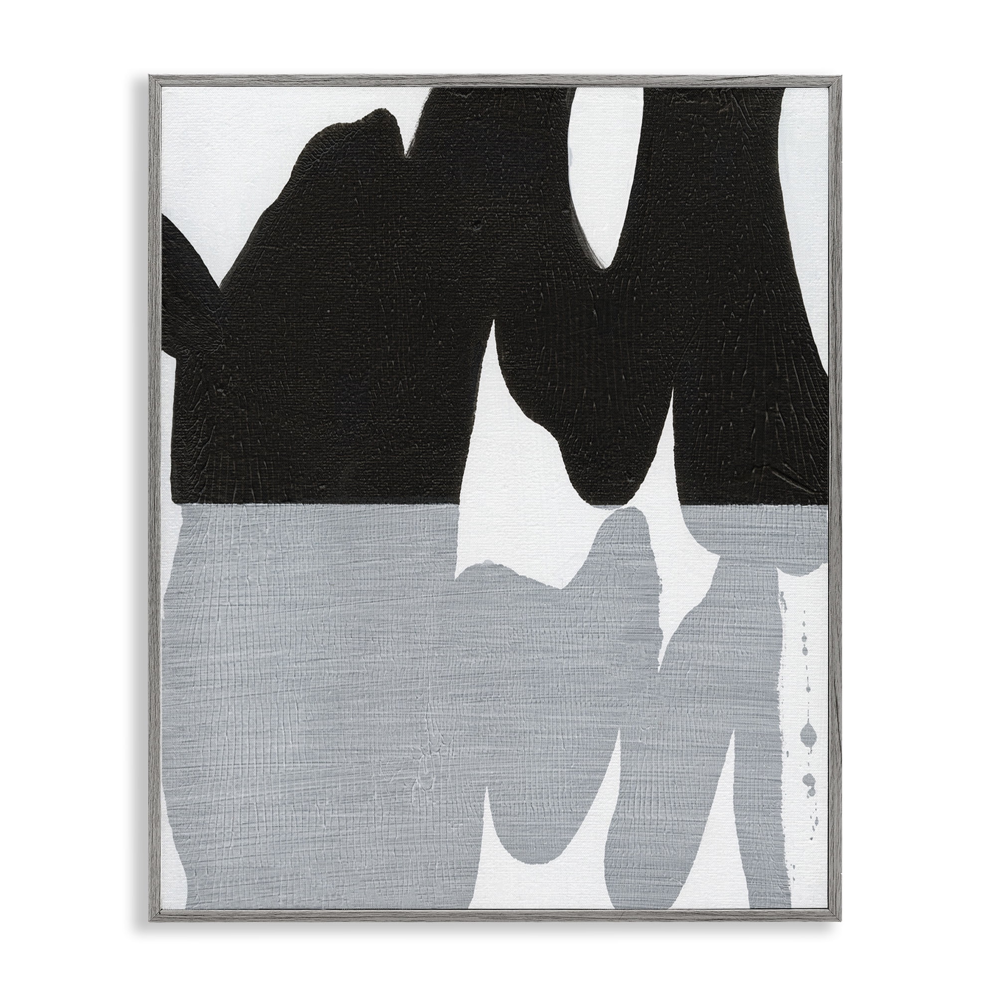 Stupell Industries Black Organic Form Abstract Painting Gray Framed Art Print Wall Art, 11 x 14