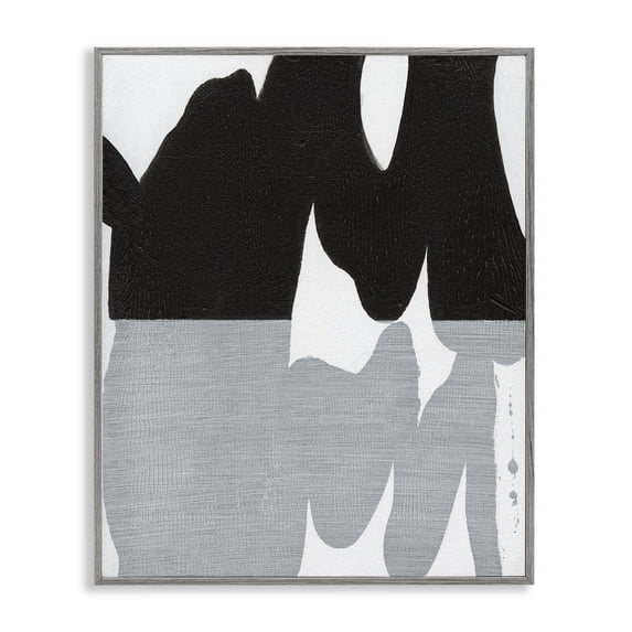 Stupell Industries Black Organic Form Abstract Painting Gray Framed Art Print Wall Art, 24 x 30