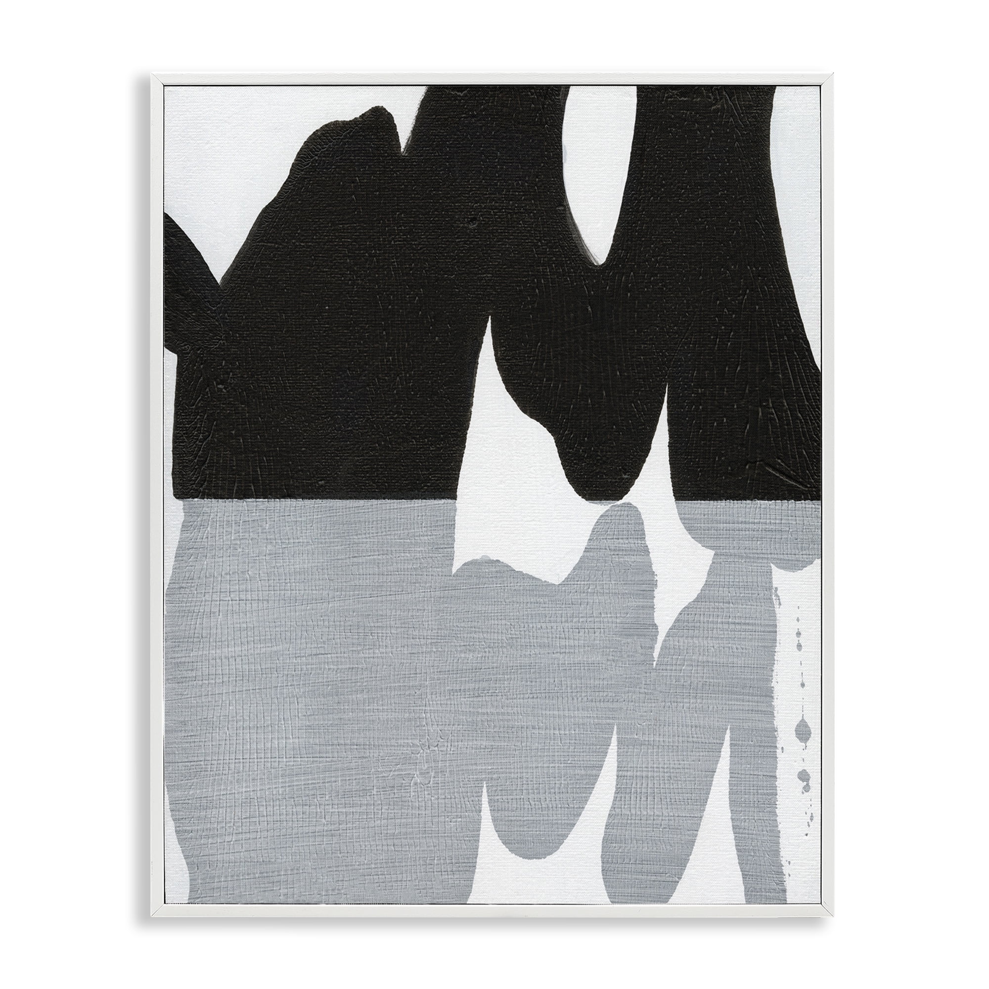 Stupell Industries Black Organic Form Abstract Painting White Framed Art Print Wall Art, 16 x 20