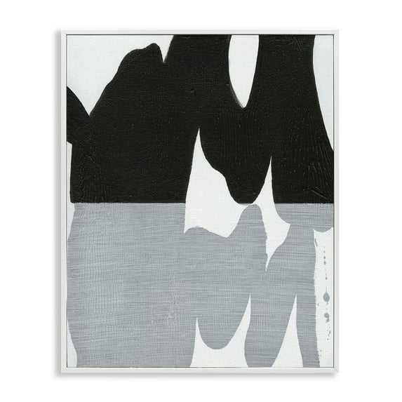 Stupell Industries Black Organic Form Abstract Painting White Framed Art Print Wall Art, 24 x 30