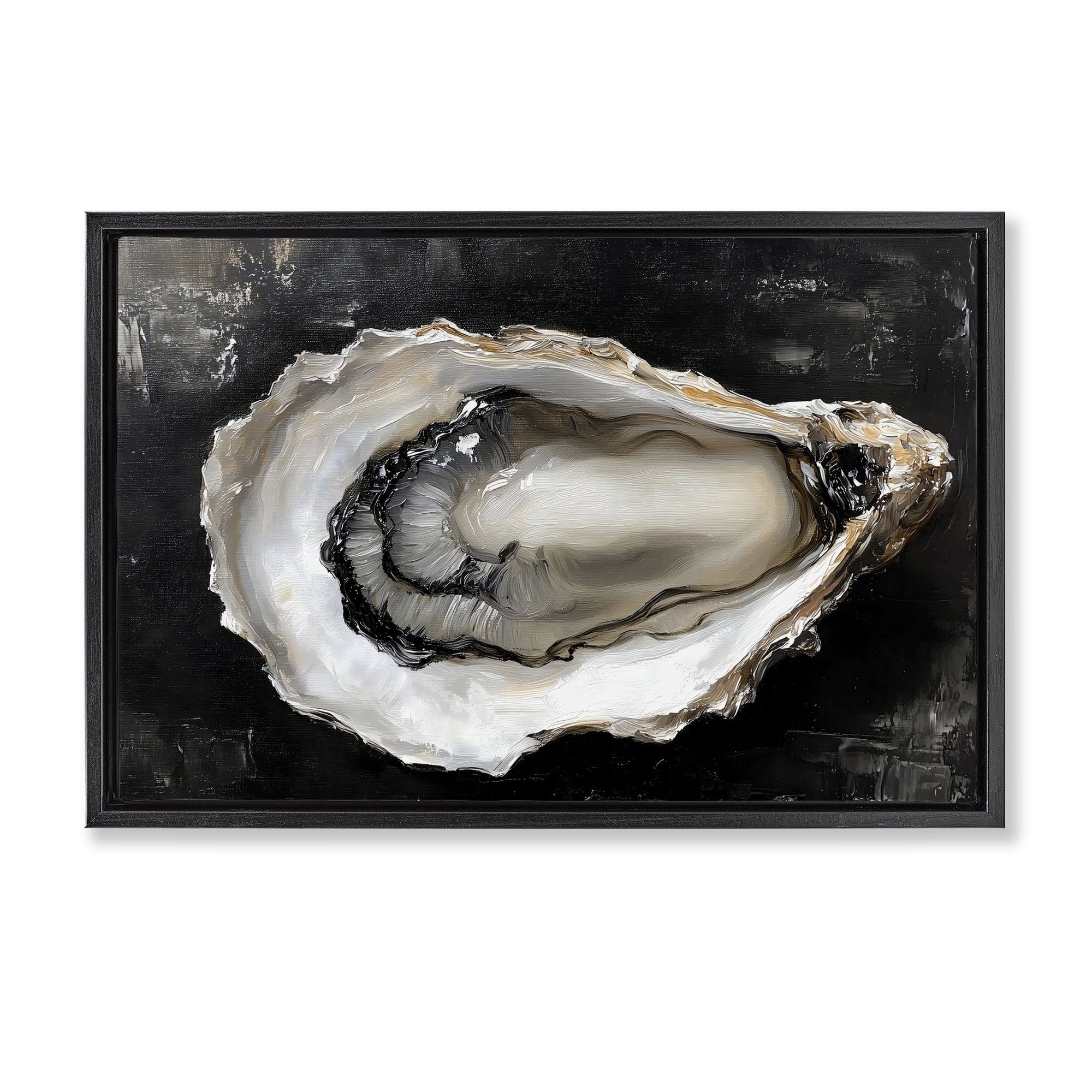 Stupell Industries Black Oyster Pearlescent Shell Black Framed Floater Canvas Wall Art, design by LSR Design Studio
